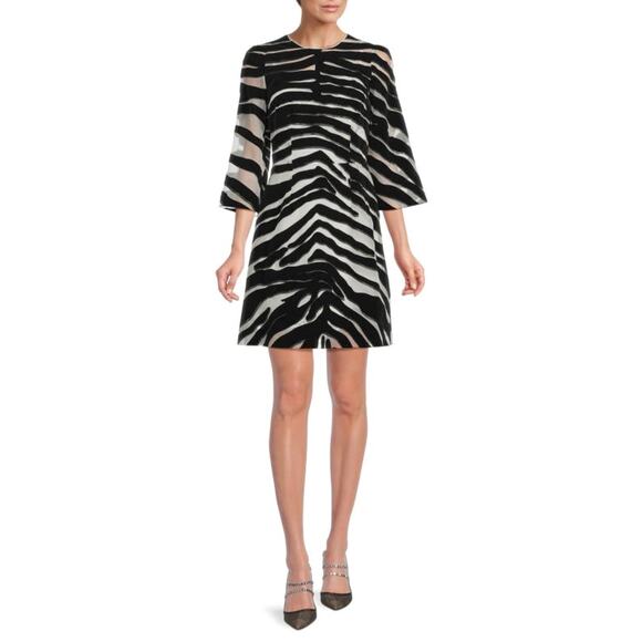 NWT DOLCE & GABBANA Runway Zebra Print Mini Dress Black IT 44 / L - Picture 4 of 8
